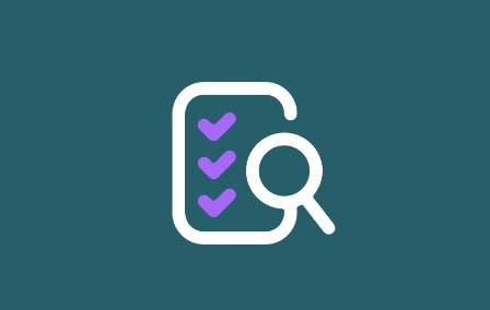 Icon of a checklist and magnifying glass