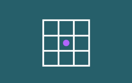 Amsler grid icon, containing a grid of nine squares with a pink dot in the center square